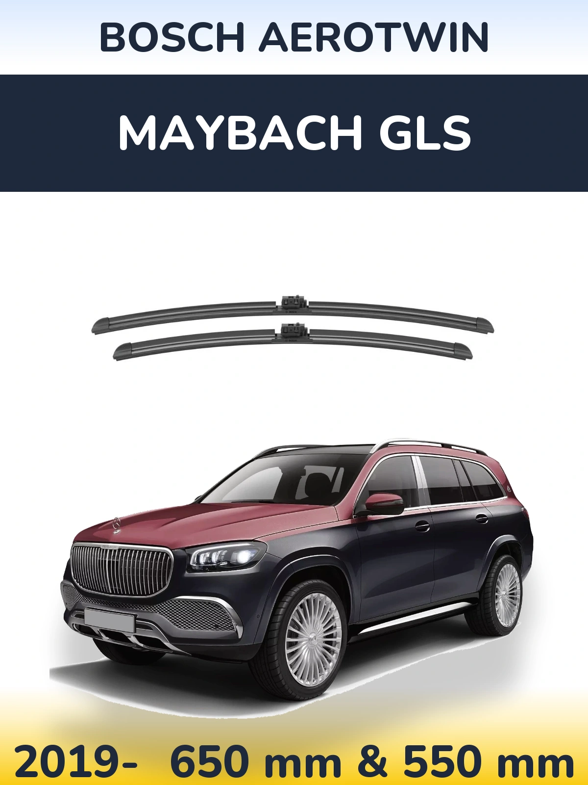 Front wiper blade set BOSCH AeroTwin 650 & 550 mm for Maybach GLS 2019-2026