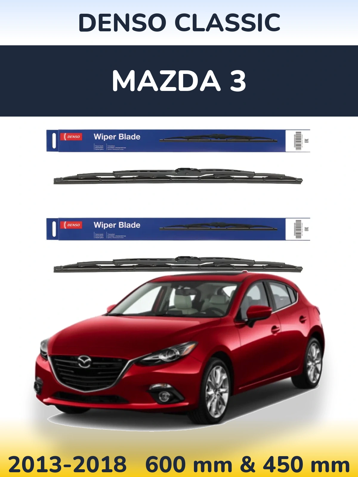 Комплект передних дворников Denso Classic 600 & 450 мм для Mazda 3 2013-2018