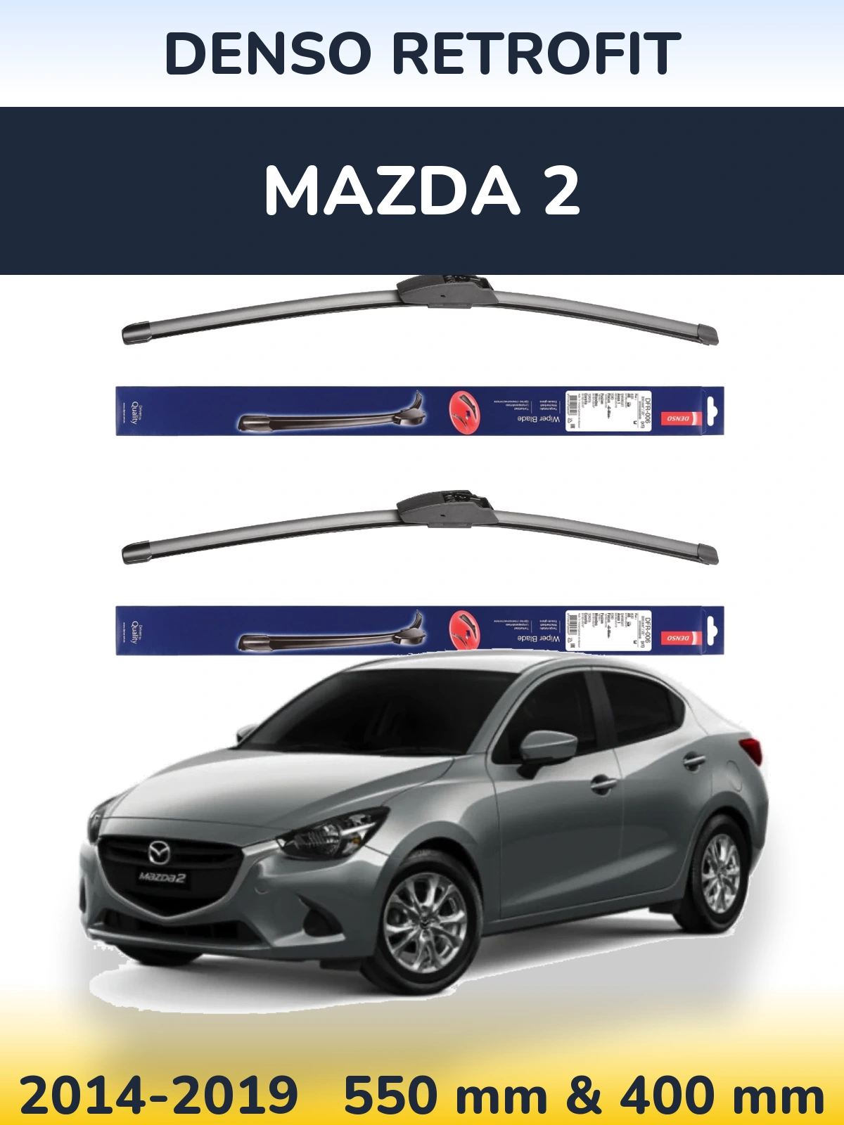 Комплект передних дворников Denso Retrofit 550 & 400 мм для Mazda 2 2014-2019