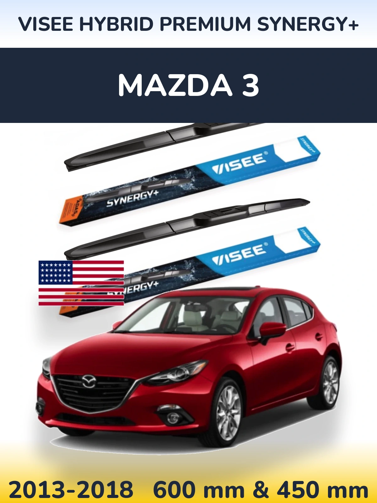 Комплект передніх щіток VISEE HYBRID PREMIUM SYNERGY+ 600 & 450 мм для Mazda 3 2013-2018