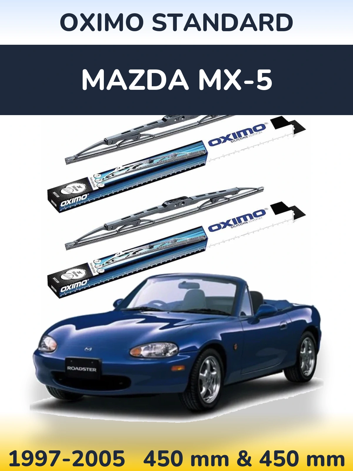 Комплект передних дворников Oximo Standard 450 & 450 мм для Mazda MX-5 1997-2005