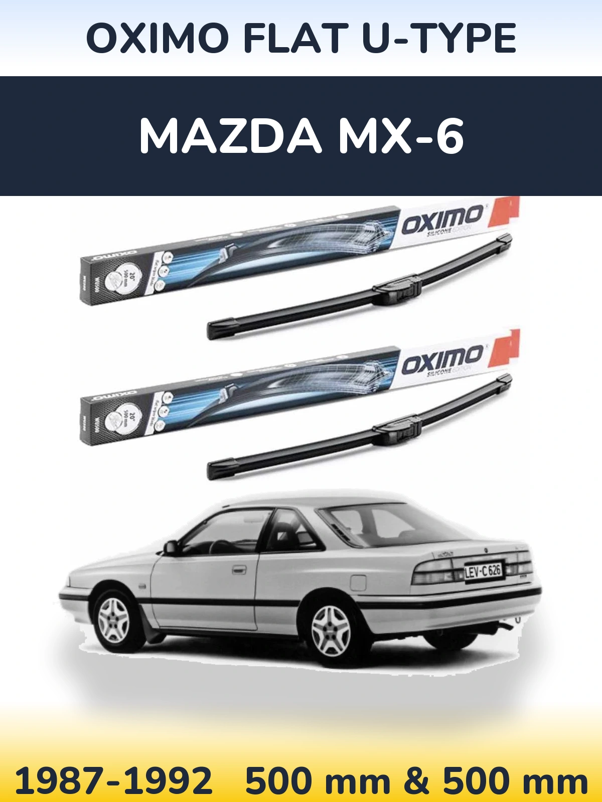 Комплект передних дворников Oximo Flat U-type 500 & 500 мм для Mazda MX-6 1987-1992