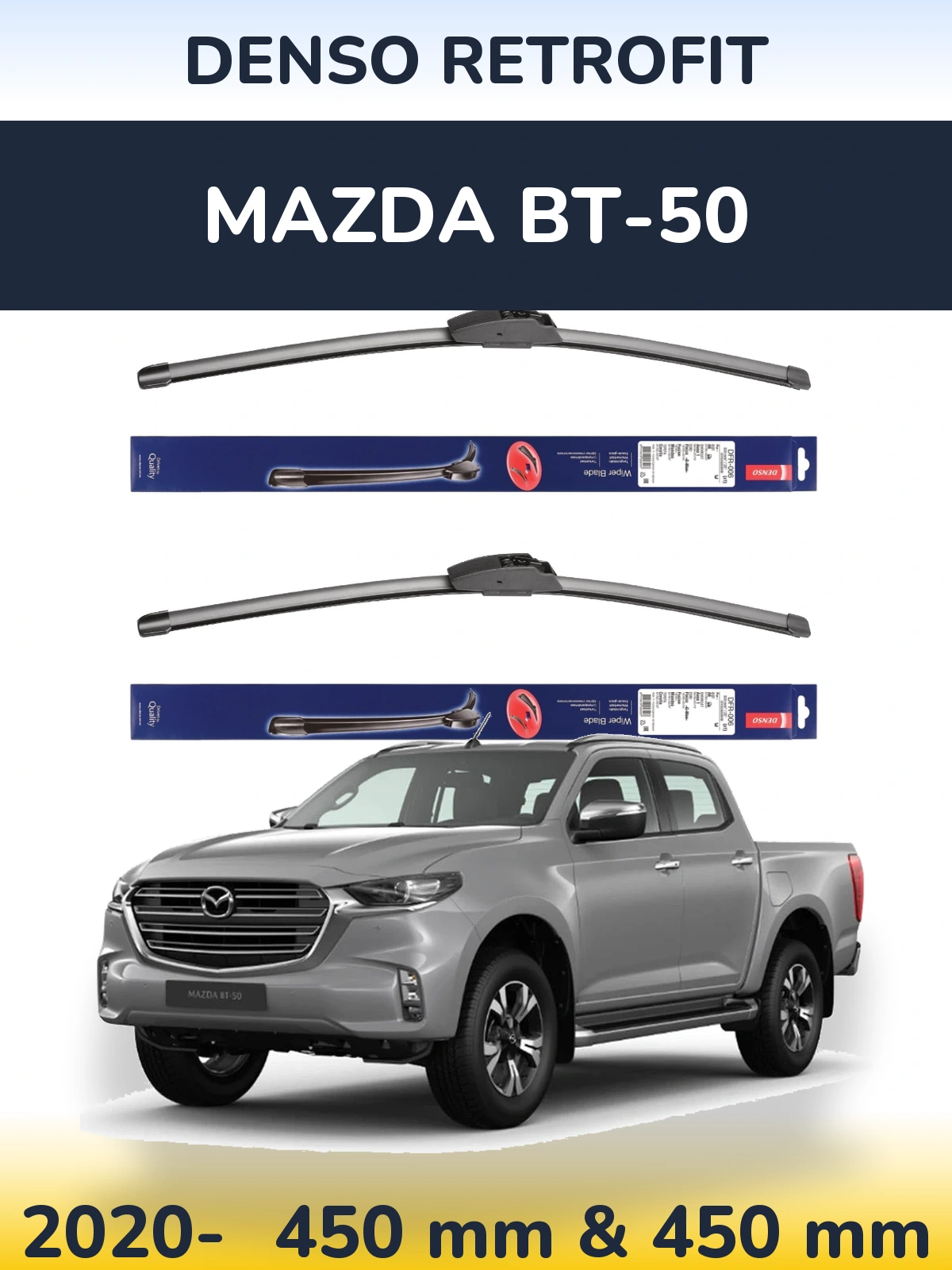 Комплект передніх щіток Denso Retrofit 450 & 450 мм для Mazda BT-50 2020-2026