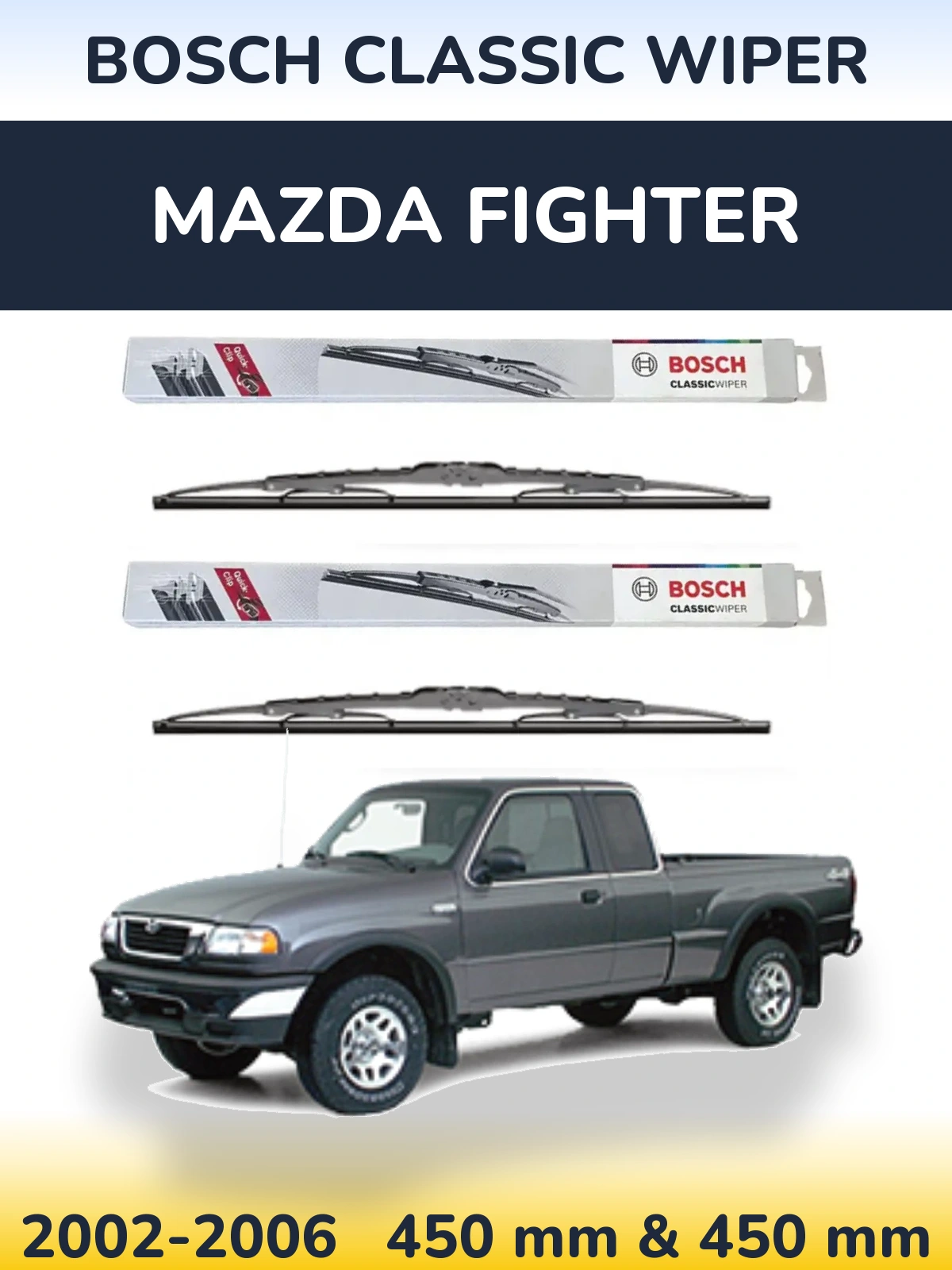Комплект передних дворников BOSCH Classic Wiper 450 & 450 мм для Mazda Fighter 2002-2006