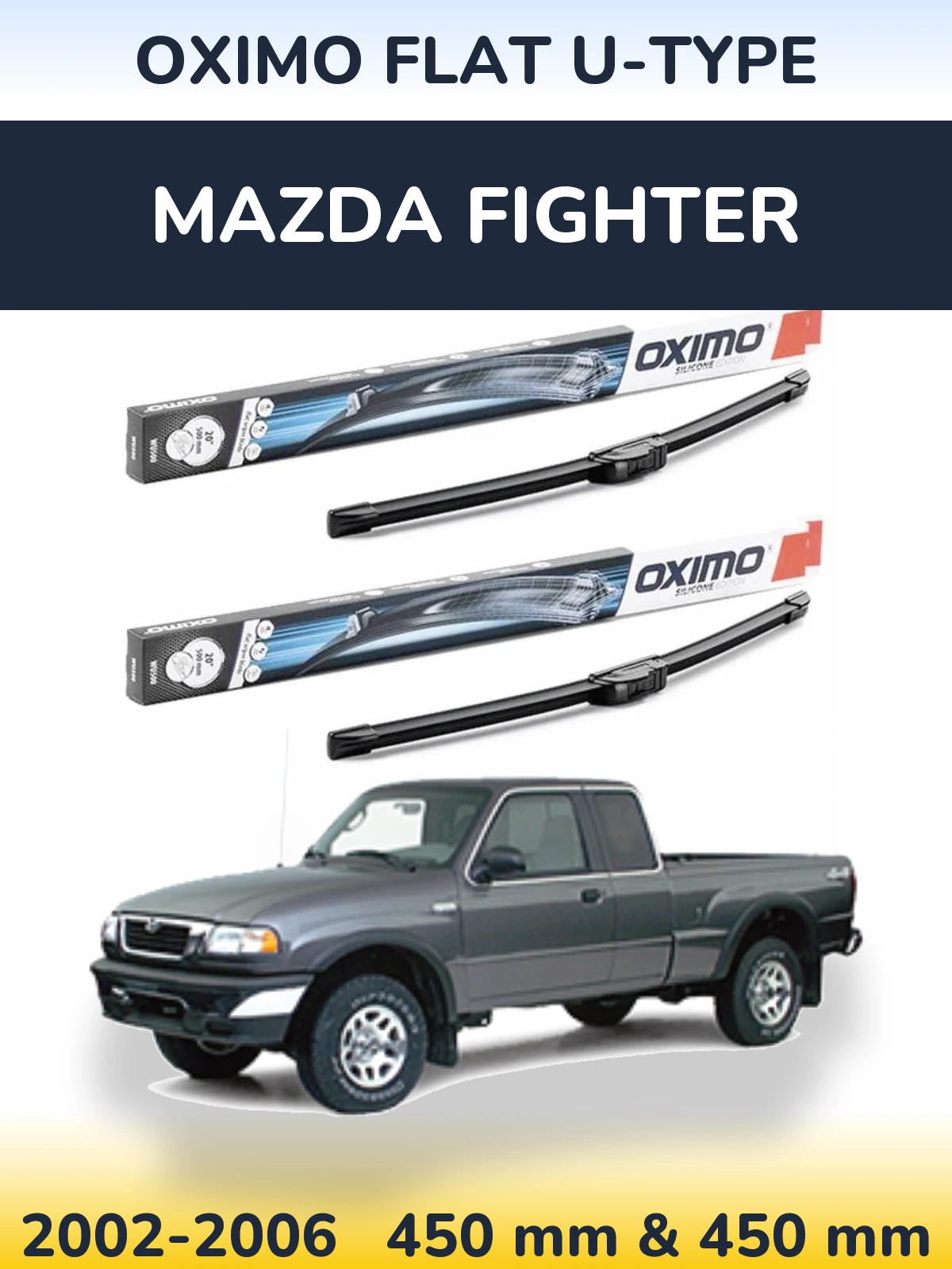 Комплект передних дворников Oximo Flat U-type 450 & 450 мм для Mazda Fighter 2002-2006