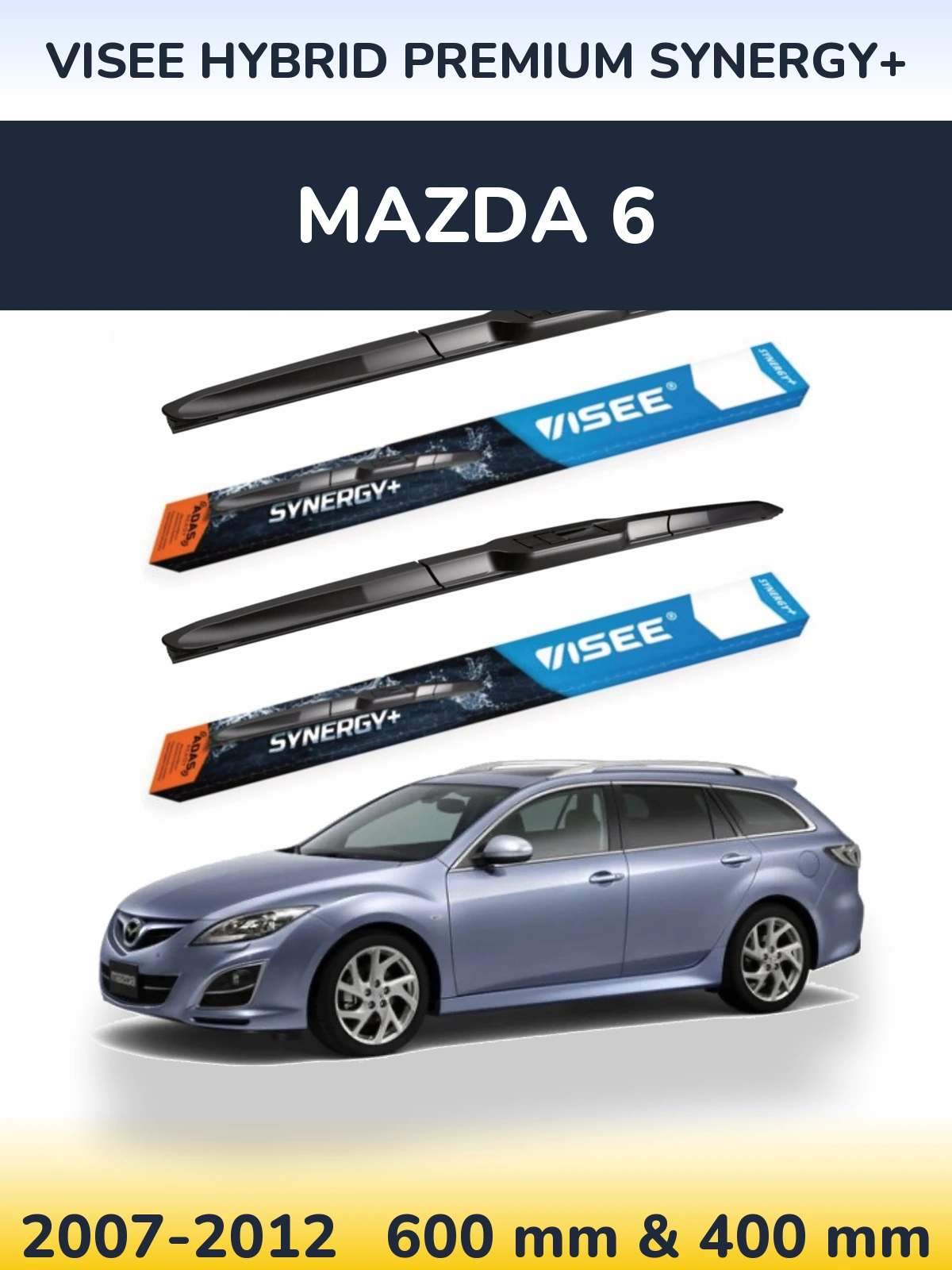 Комплект передних дворников VISEE HYBRID PREMIUM SYNERGY+ 600 & 400 мм для Mazda 6 2007-2012