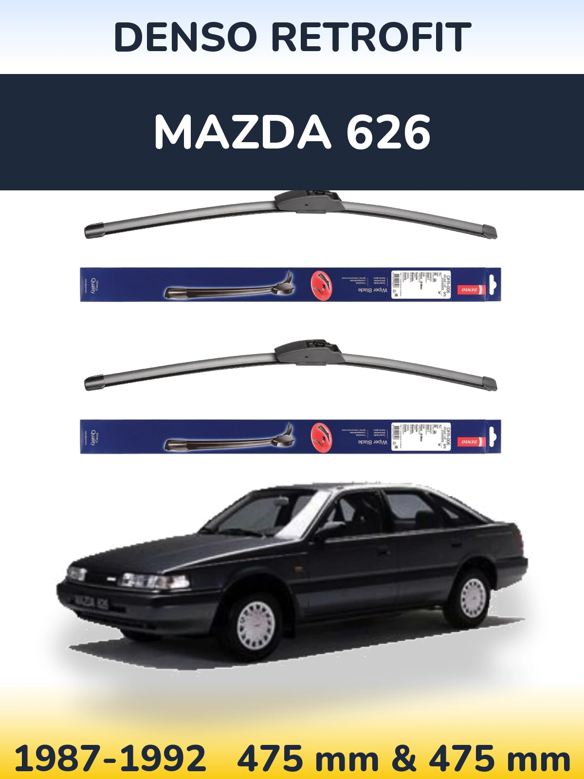 Комплект передніх щіток Denso Retrofit 475 & 475 мм для Mazda 626 1987-1992