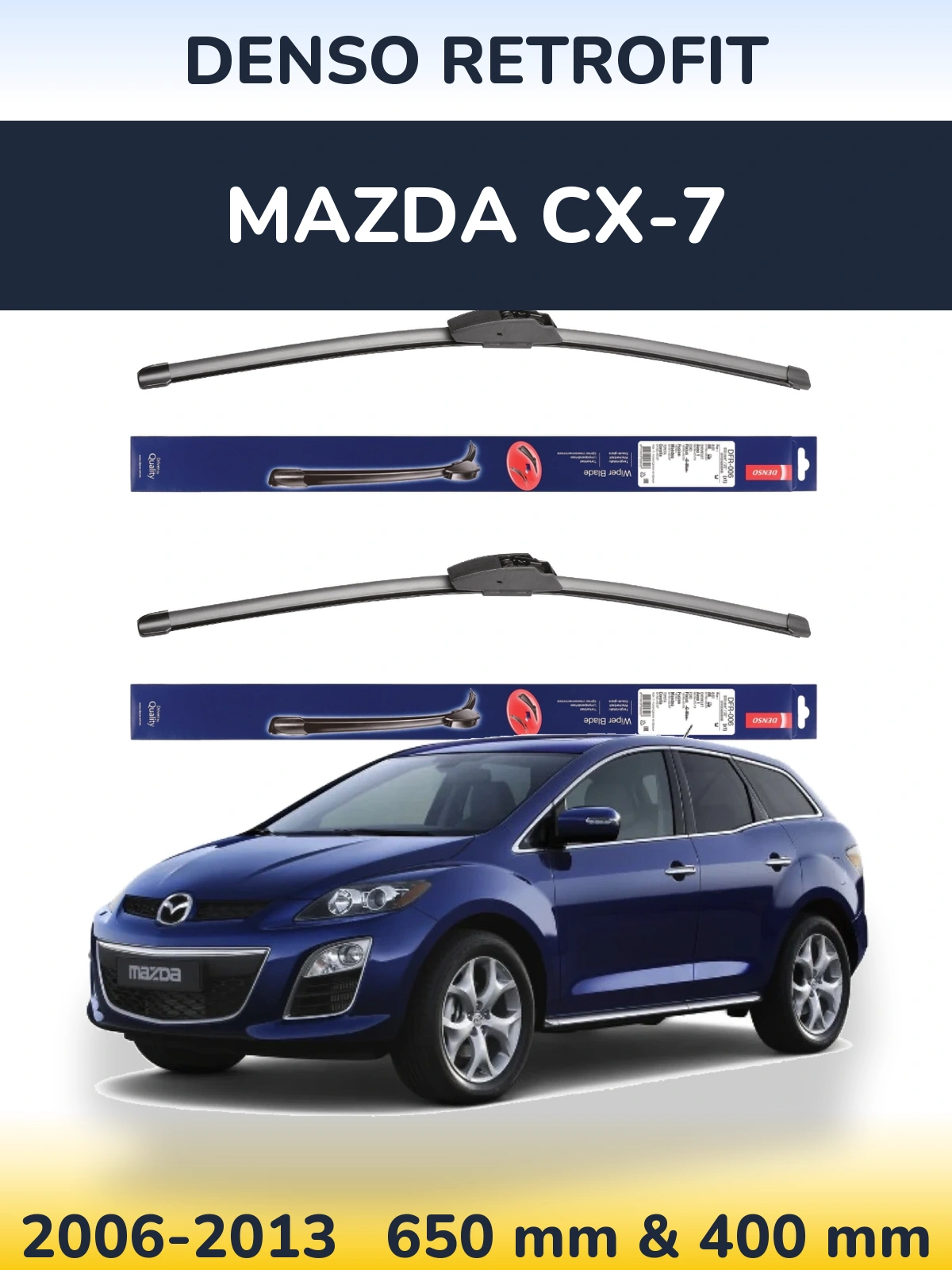 Комплект передних дворников Denso Retrofit 650 & 400 мм для Mazda CX-7 2006-2013