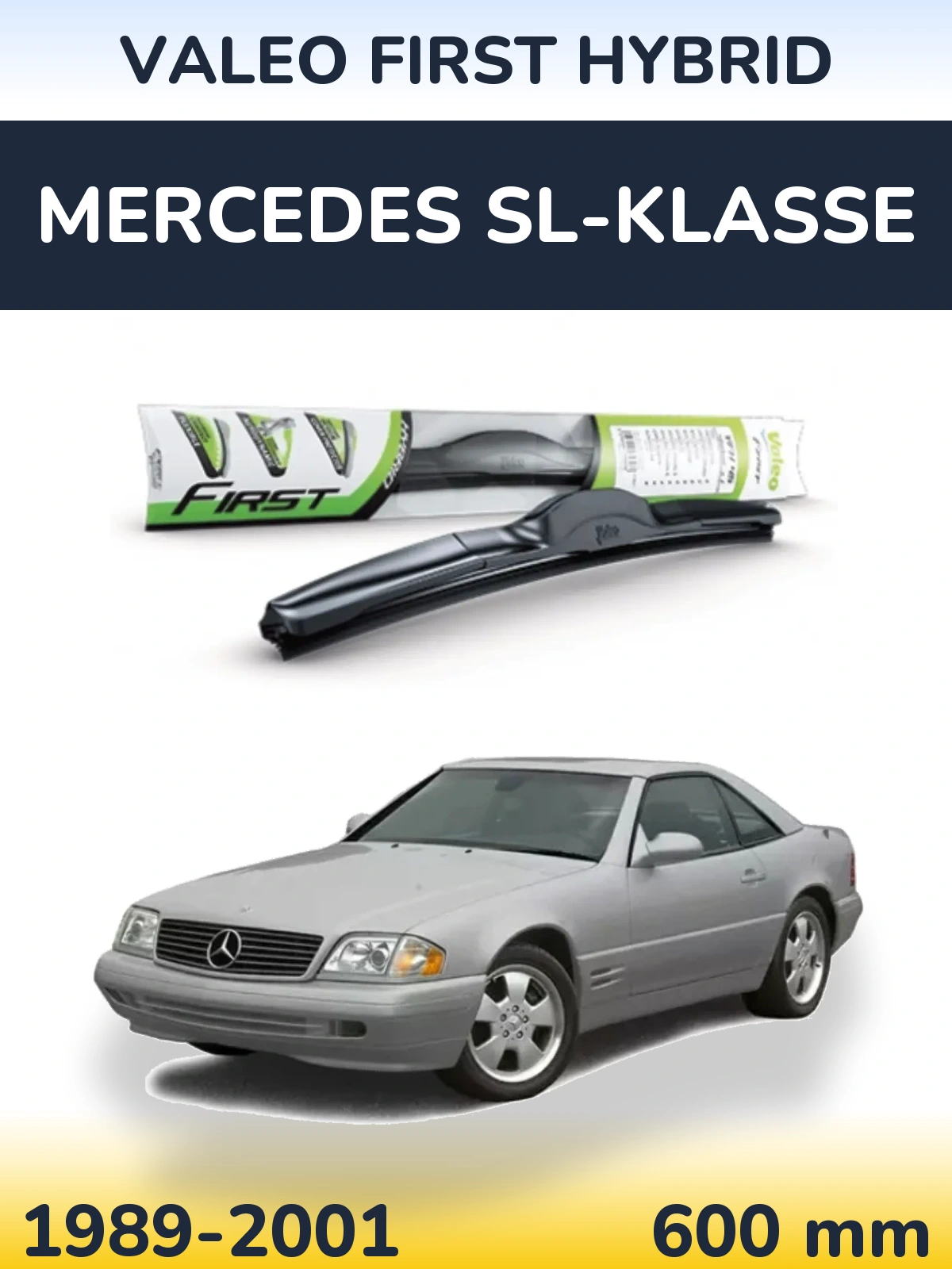 Передний дворник Valeo First Hybrid 600 мм для Mercedes SL-Klasse 1989-2001