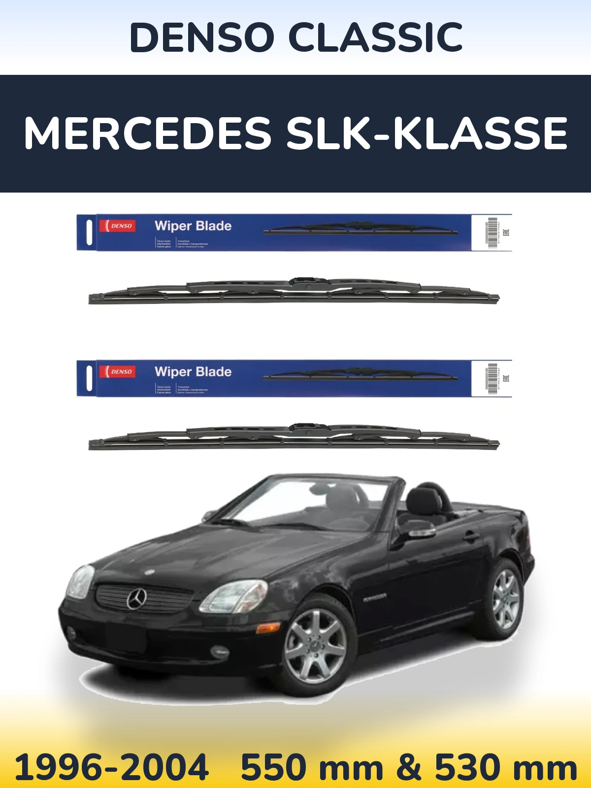 Front wiper blade set Denso Classic 550 & 530 mm for Mercedes SLK-Klasse 1996-2004