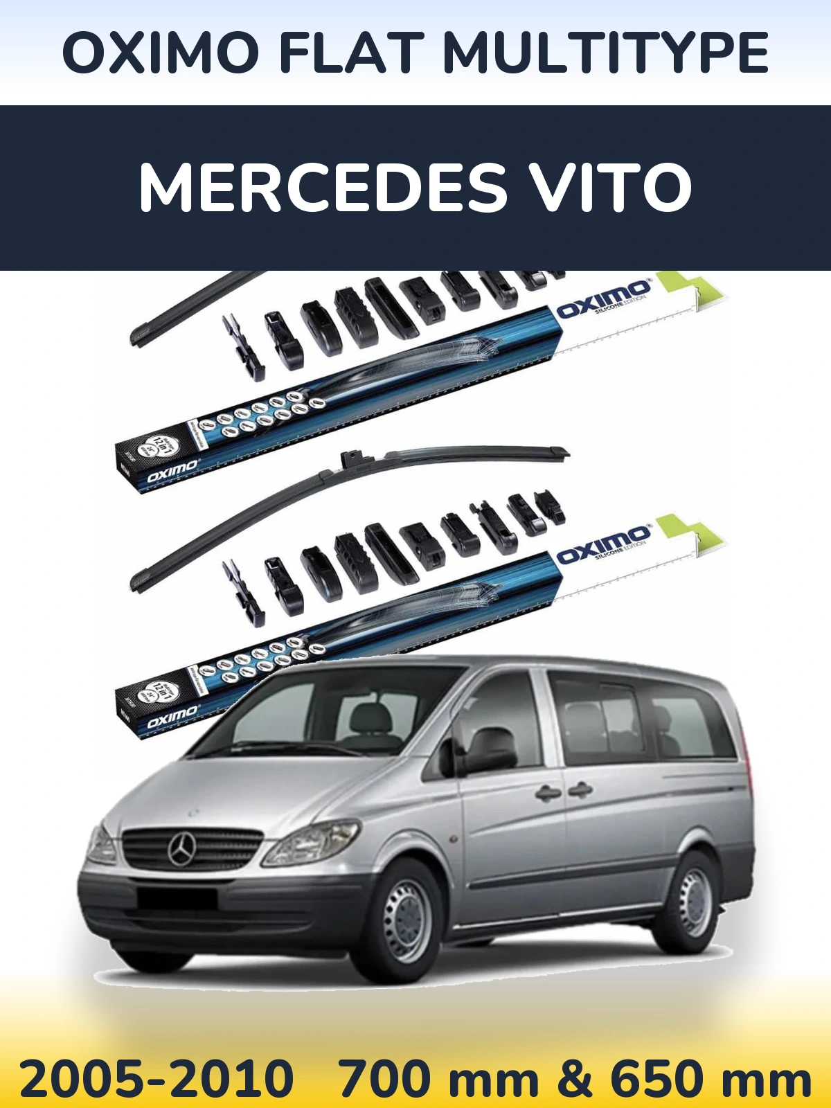 Комплект передних дворников Oximo Flat MultiТипe 700 & 650 мм для Mercedes Vito 2005-2010