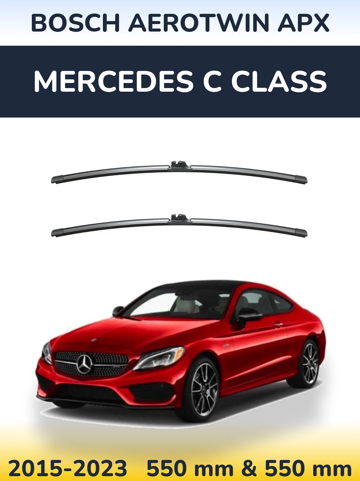 Комплект передних дворников BOSCH AeroTwin APX 550 & 550 мм для Mercedes C Class 2015-2023