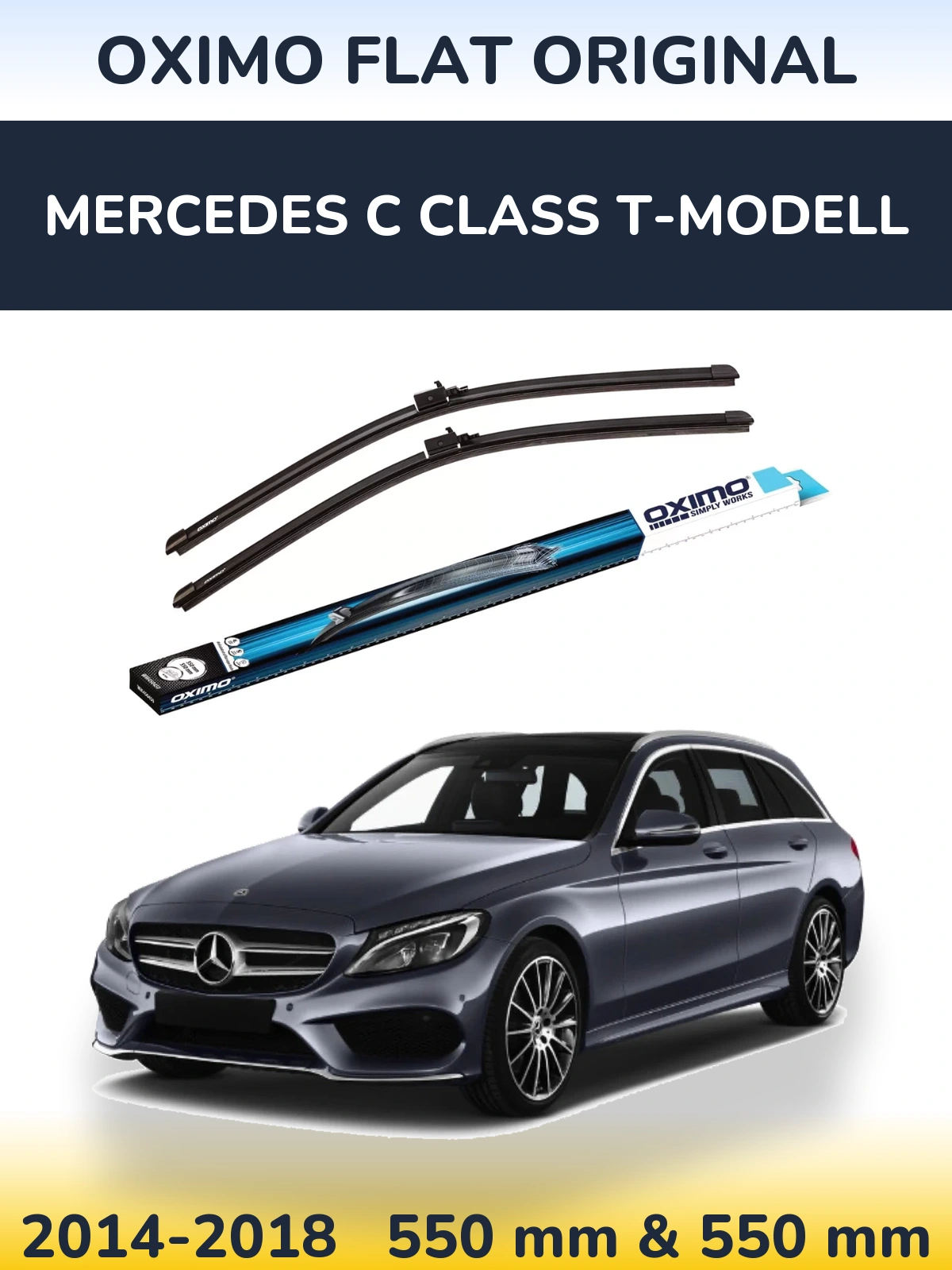 Комплект передних дворников Oximo Flat Original 550 & 550 мм для Mercedes C Class T-Модельl 2014-2018