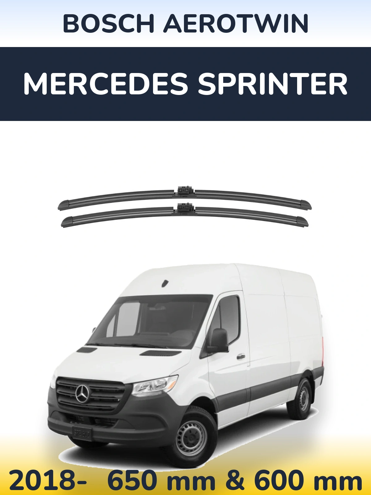 Комплект передніх щіток BOSCH AeroTwin 650 & 600 мм для Mercedes Sprinter 2018-2026