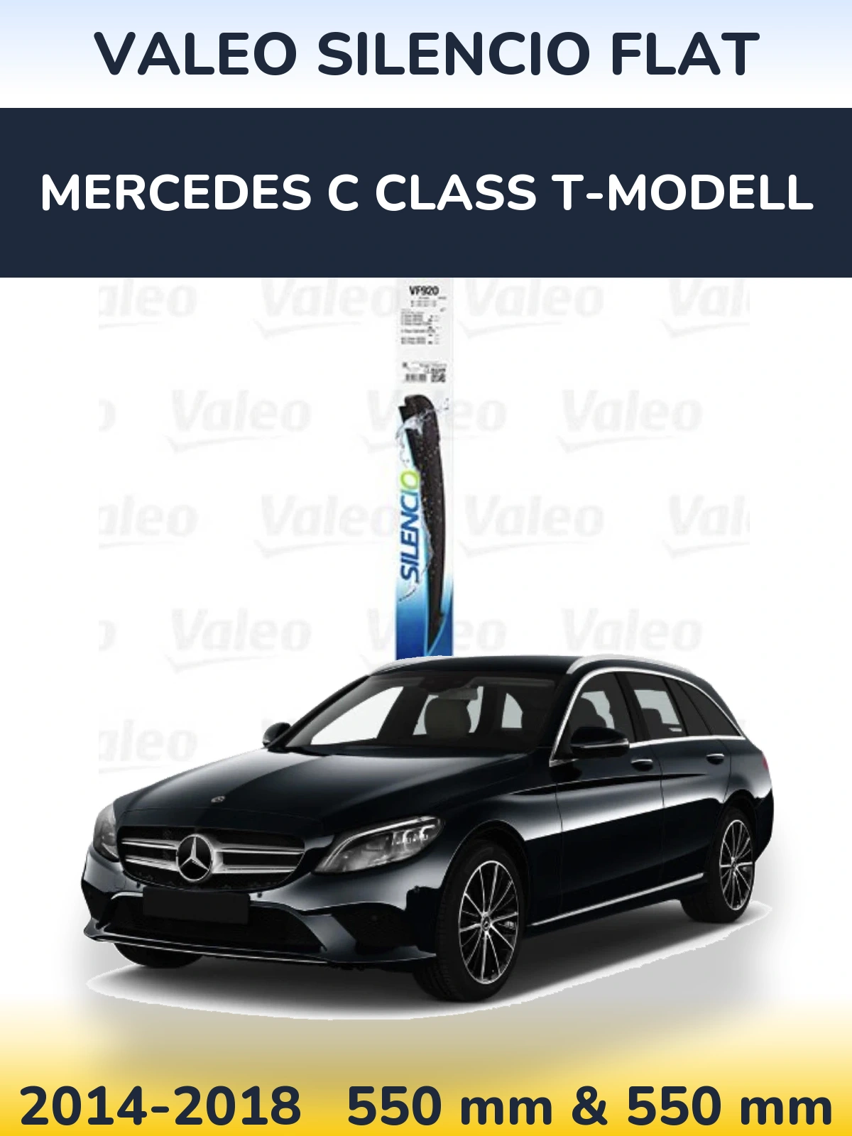 Front wiper blade set Valeo Silencio Flat 550 & 550 mm for Mercedes C Class T-Mudell 2014-2018