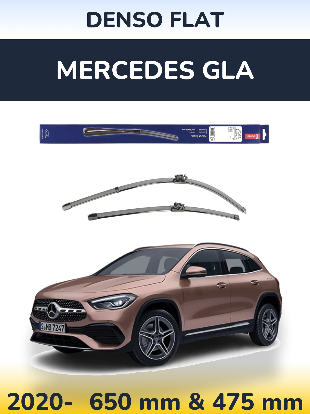 Комплект передніх щіток Denso Flat 650 & 475 мм для Mercedes GLA 2020-2026