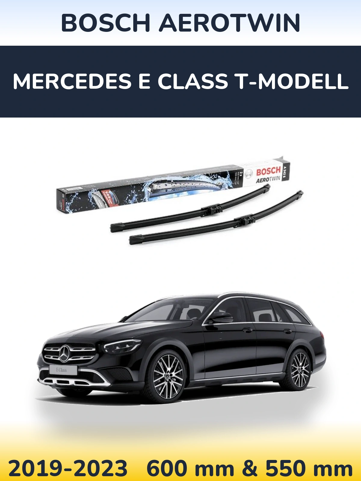Комплект передніх щіток BOSCH AeroTwin 600 & 550 мм для Mercedes E Class T-Модельl 2019-2023
