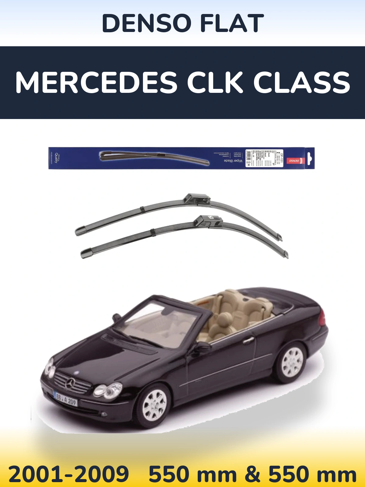 Комплект передніх щіток Denso Flat 550 & 550 мм для Mercedes CLK Class 2001-2009