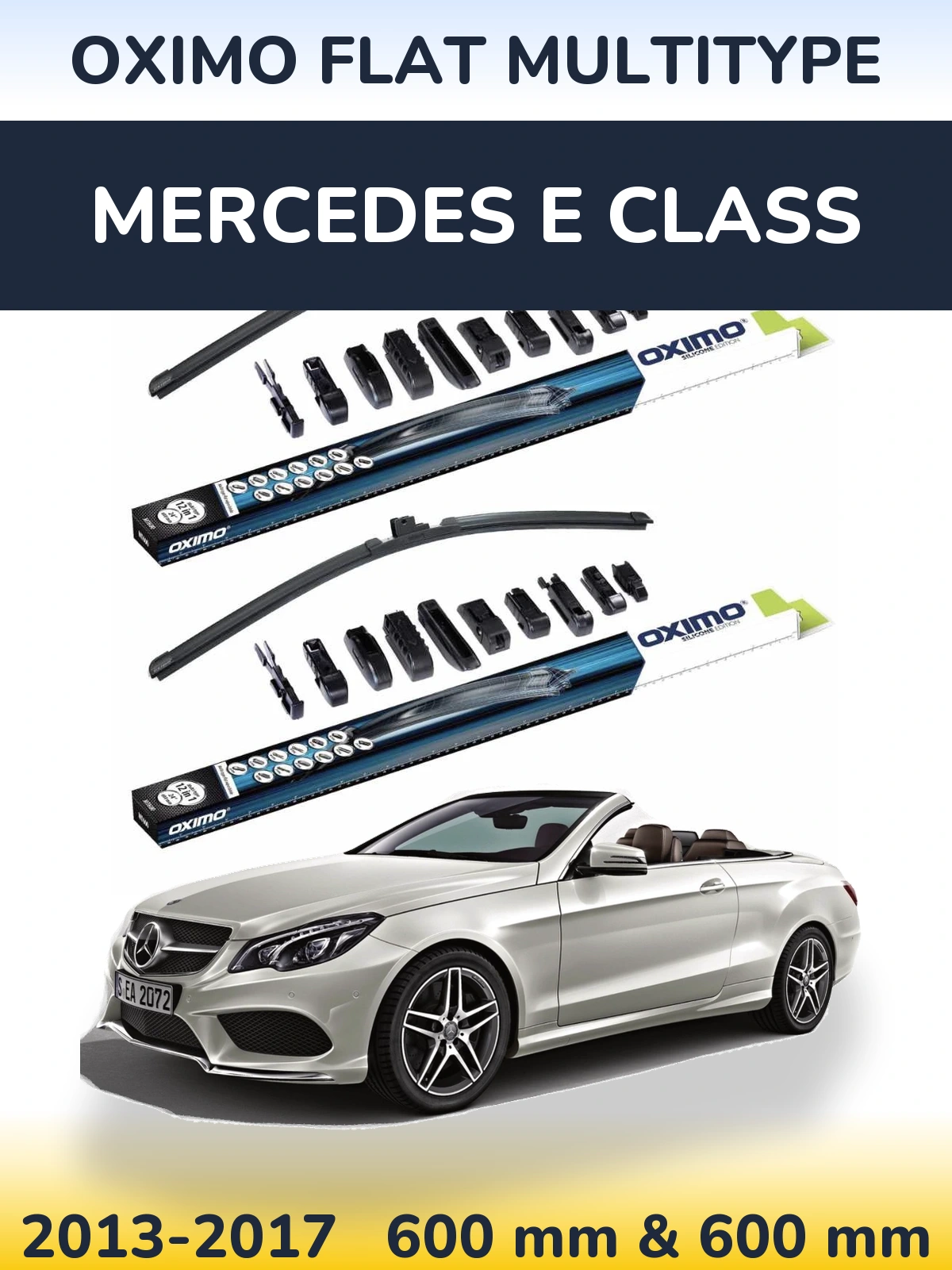 Front wiper blade set Oximo Flat MultiTüüpe 600 & 600 mm for Mercedes E Class 2013-2017