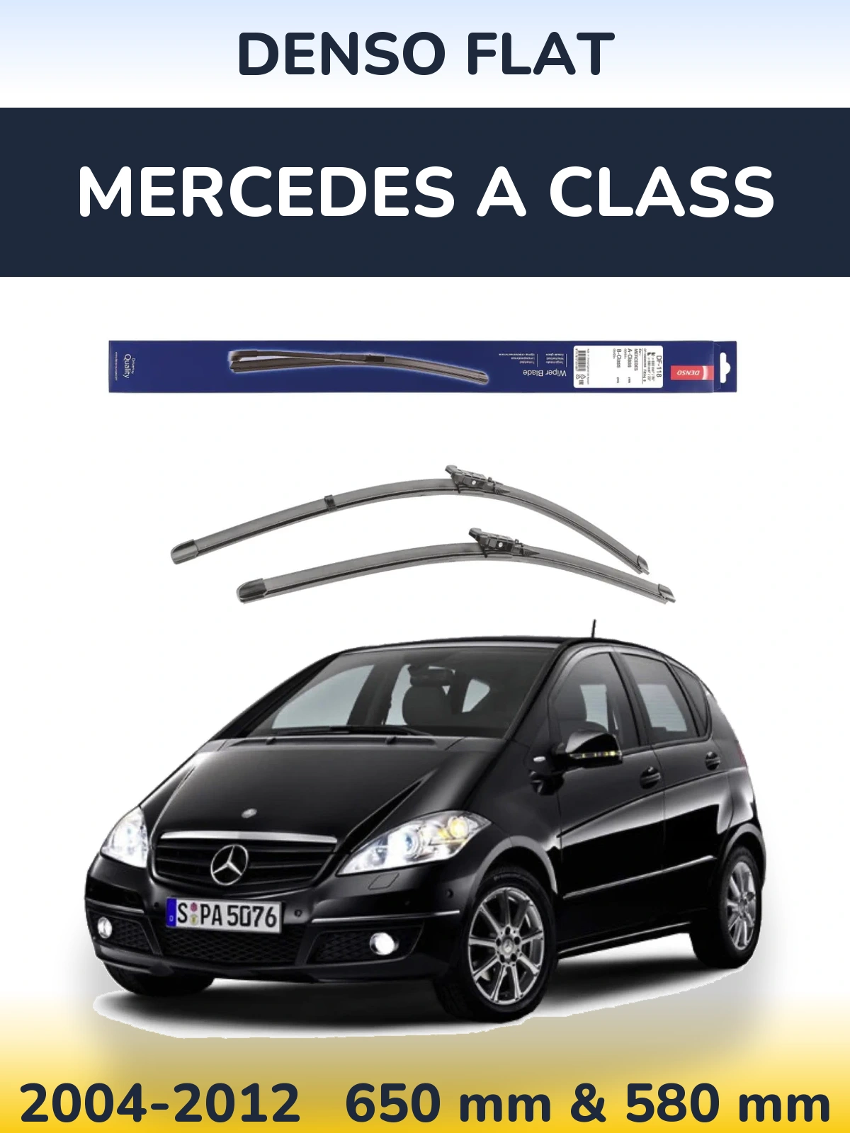 Комплект передних дворников Denso Flat 650 & 580 мм для Mercedes A Class 2004-2012