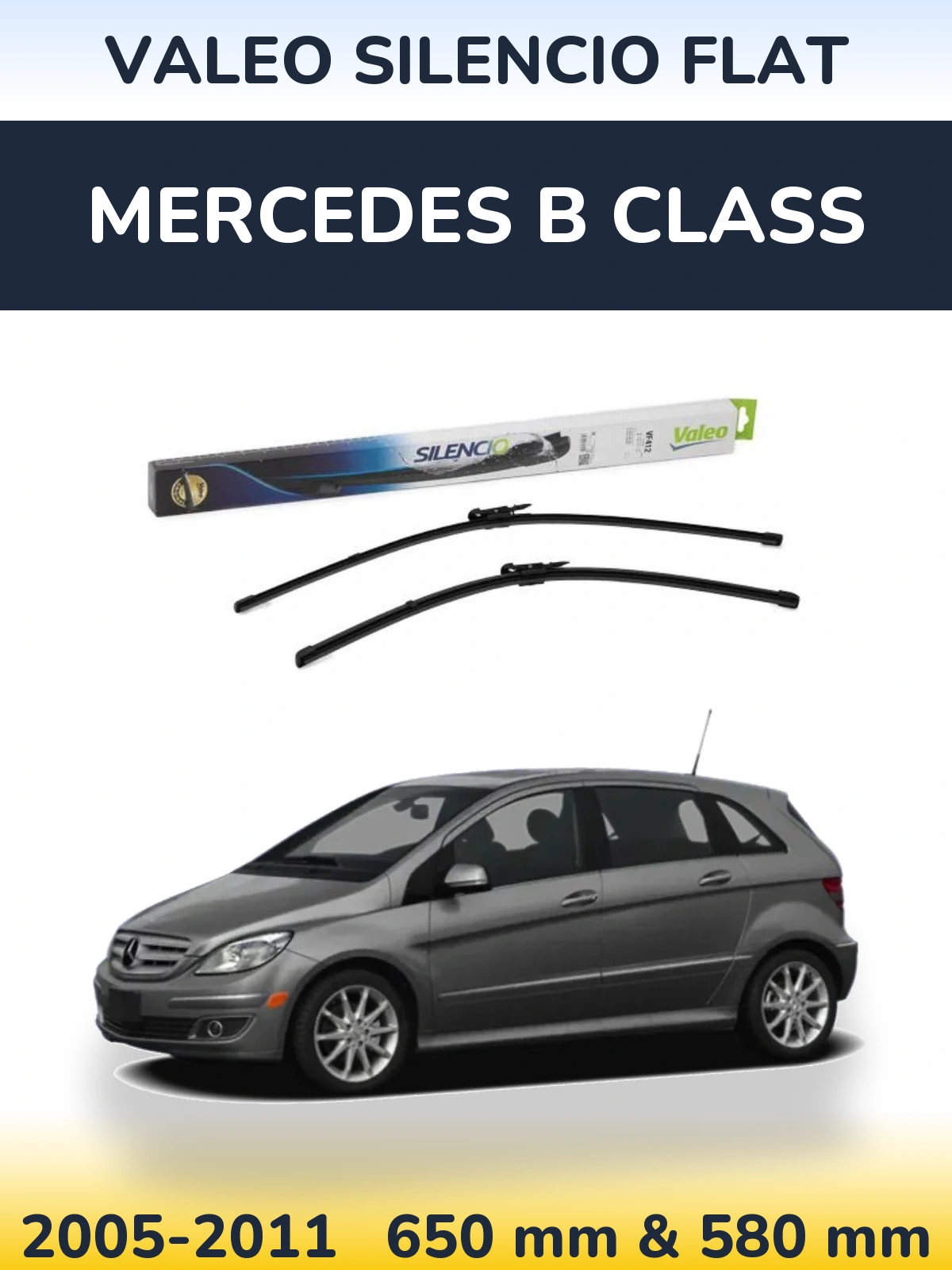 Комплект передних дворников Valeo Silencio Flat 650 & 580 мм для Mercedes B Class 2005-2011