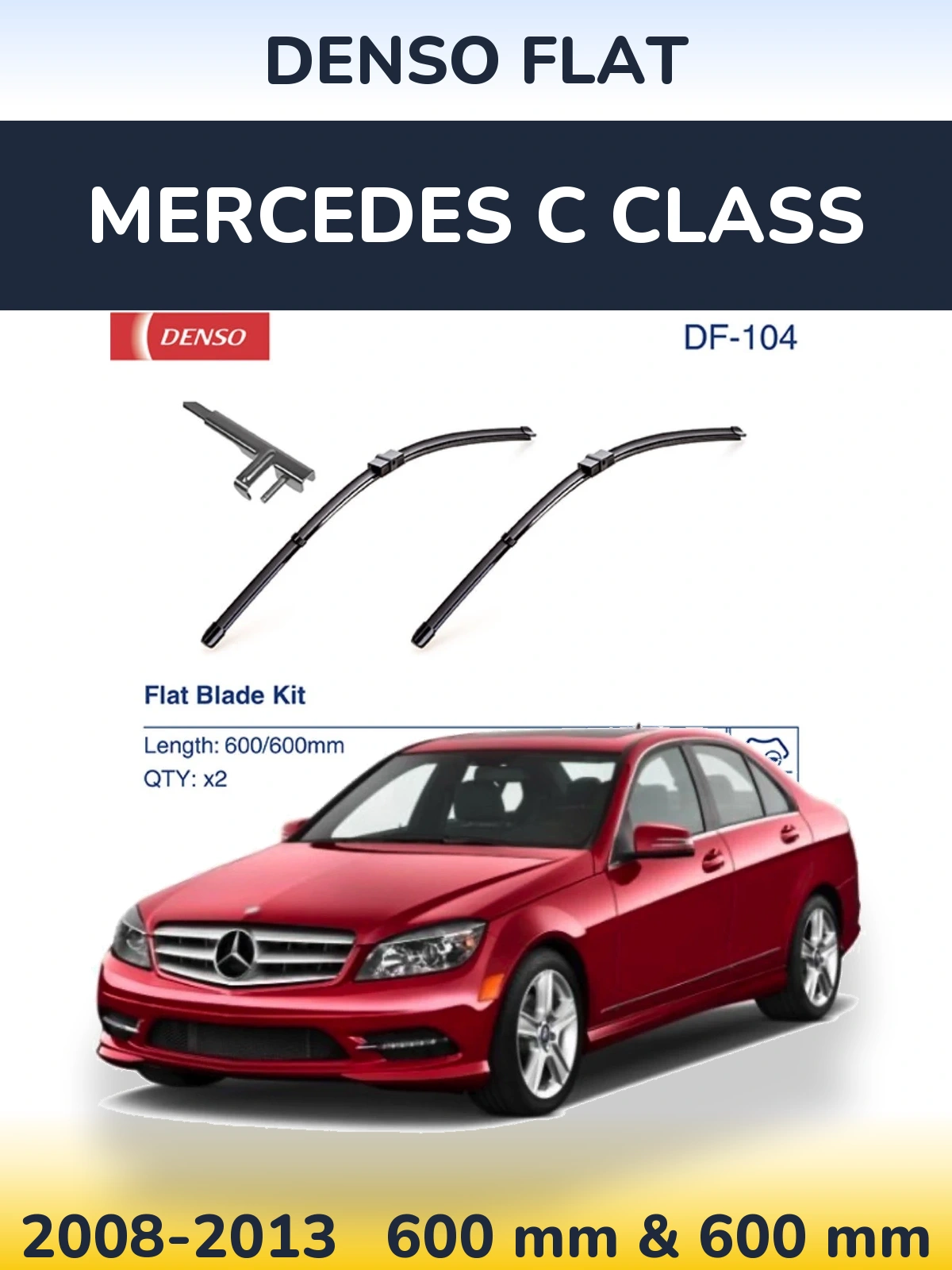 Комплект передних дворников Denso Flat 600 & 600 мм для Mercedes C Class 2008-2013