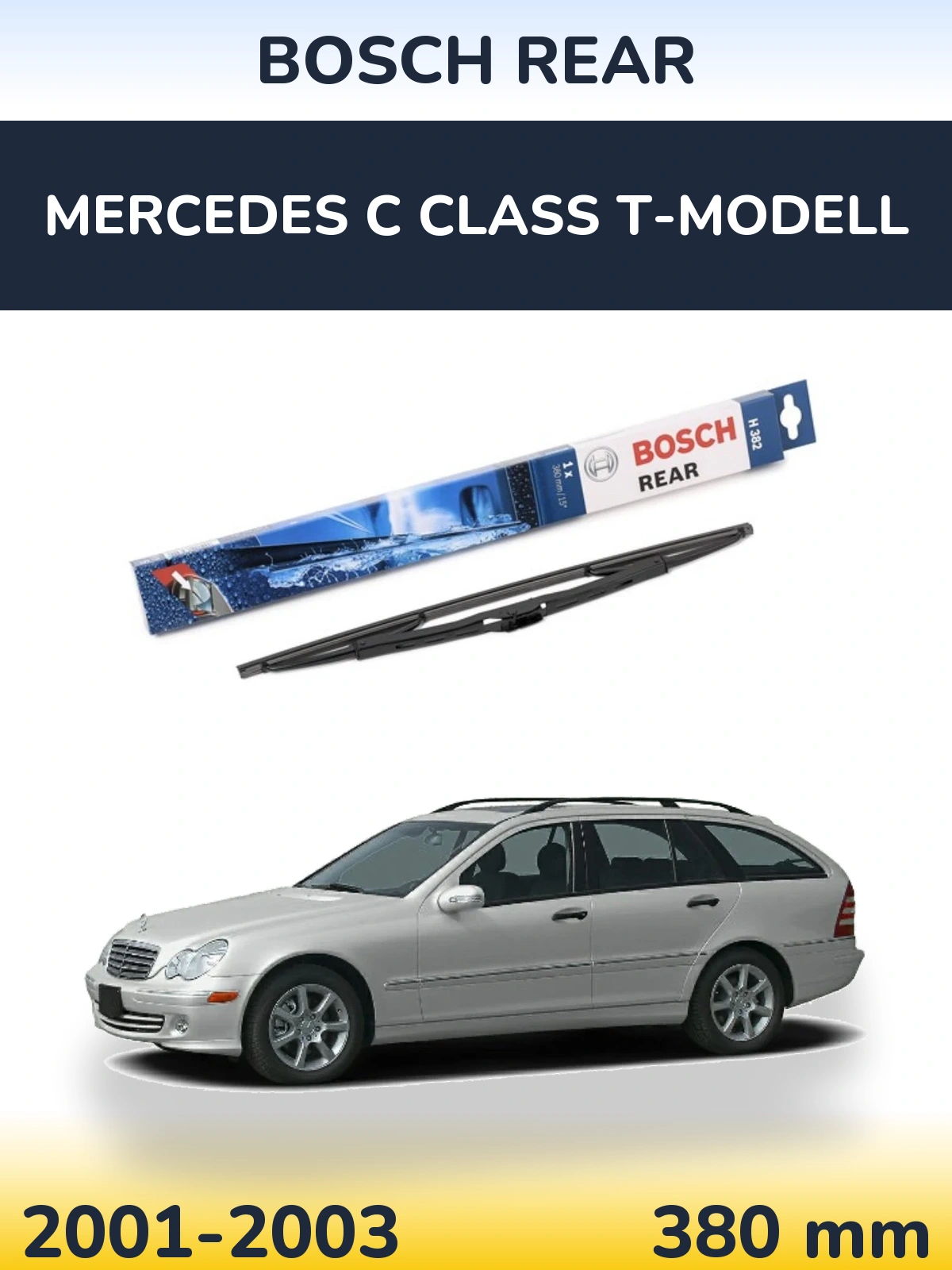 Rear wiper blade BOSCH Rear 380 mm for Mercedes C Class T-Mudell 2001-2003