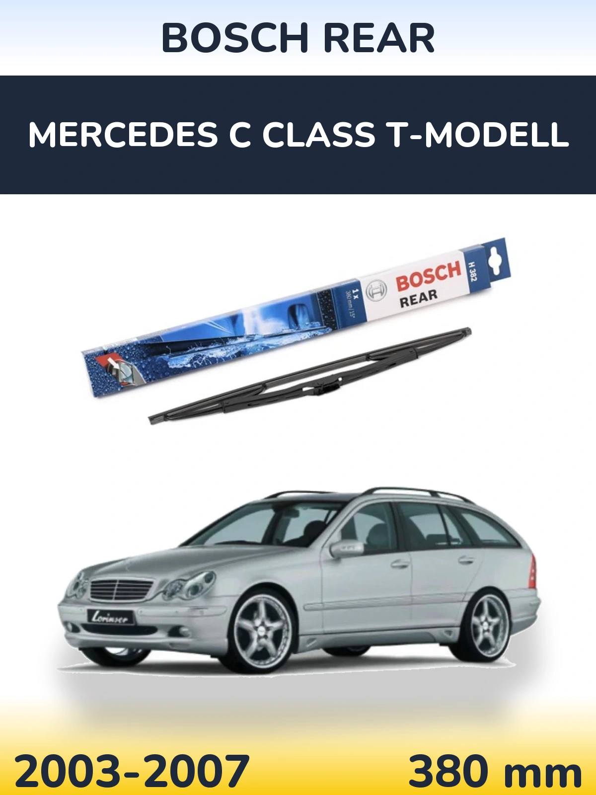 Rear wiper blade BOSCH Rear 380 mm for Mercedes C Class T-Mudell 2003-2007