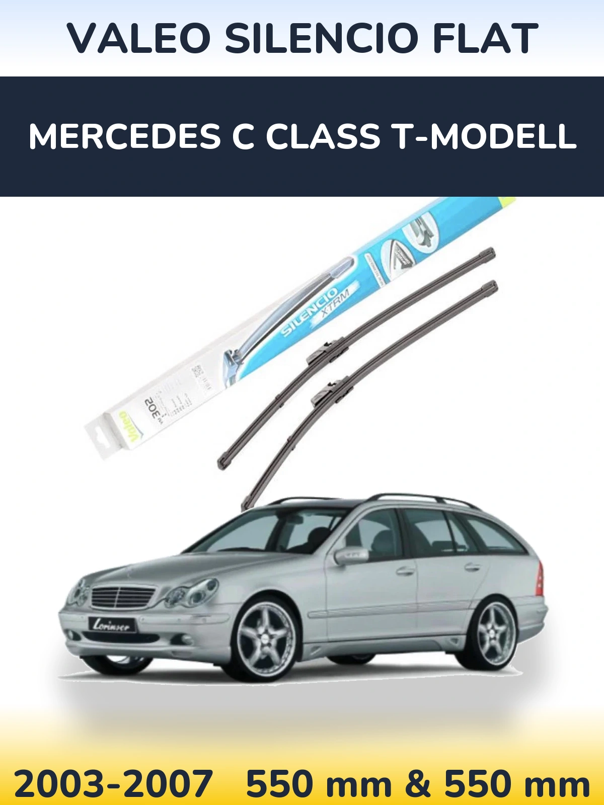 Комплект передних дворников Valeo Silencio Flat 550 & 550 мм для Mercedes C Class T-Модельl 2003-2007