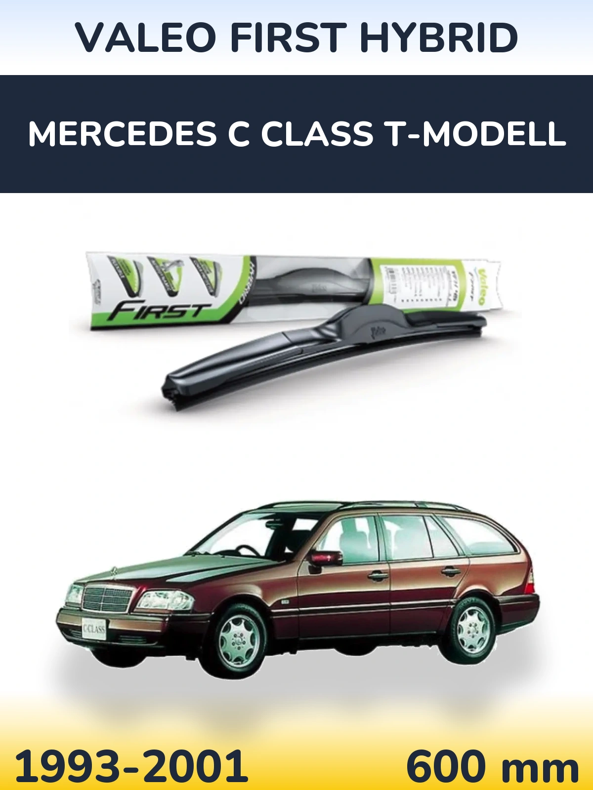 Front wiper blade Valeo First Hybrid 600 mm for Mercedes C Class T-Mudell 1993-2001