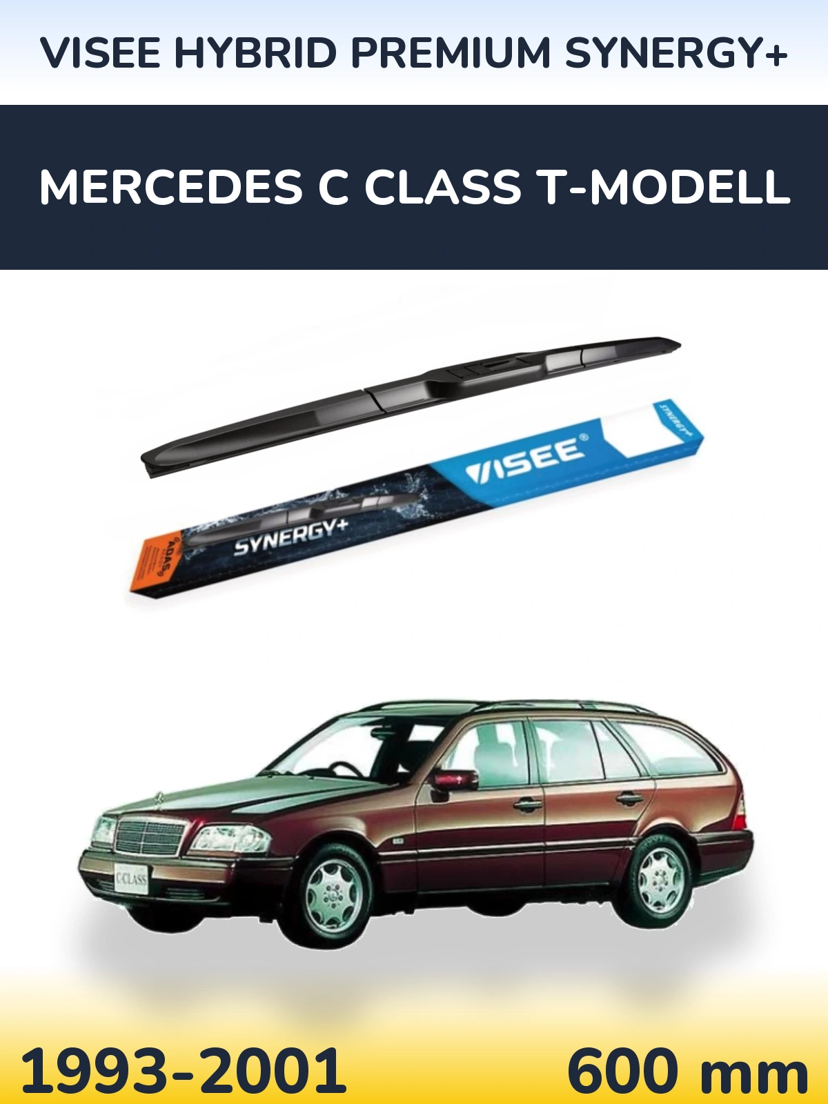Front wiper blade VISEE HYBRID PREMIUM SYNERGY+ 600 mm for Mercedes C Class T-Mudell 1993-2001