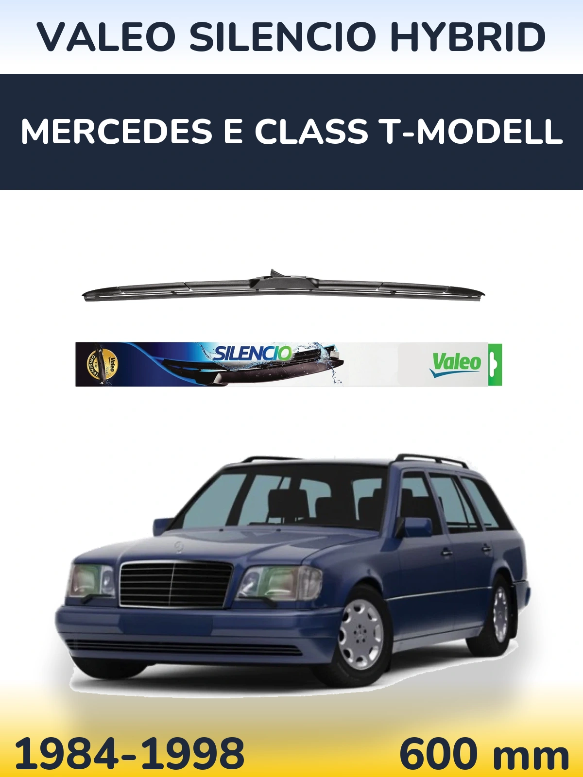 Front wiper blade Valeo Silencio Hybrid 600 mm for Mercedes E Class T-Mudell 1984-1998