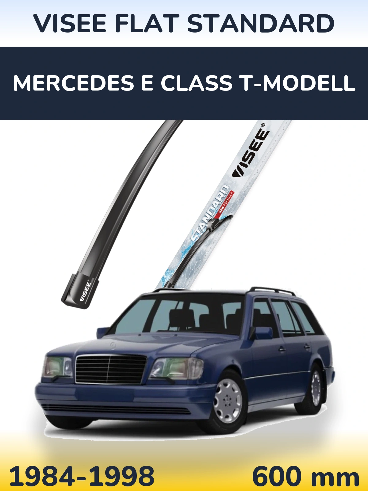 Front wiper blade VISEE FLAT STANDARD 600 mm for Mercedes E Class T-Mudell 1984-1998