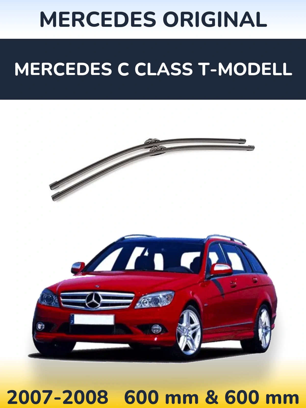 Front wiper blade set Mercedes OEM Mercedes Original 600 & 600 mm for Mercedes C Class T-Modell 2007-2008