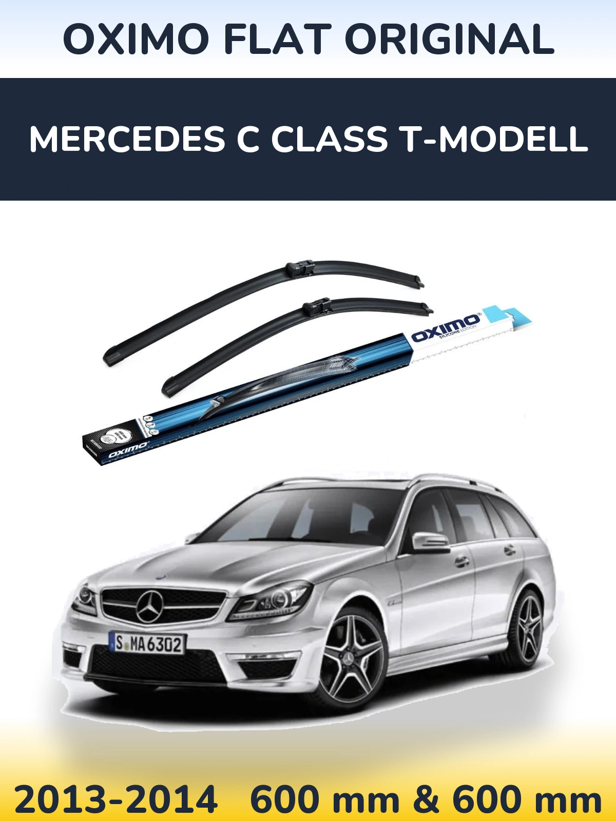 Front wiper blade set Oximo Flat Original 600 & 600 mm for Mercedes C Class T-Mudell 2013-2014