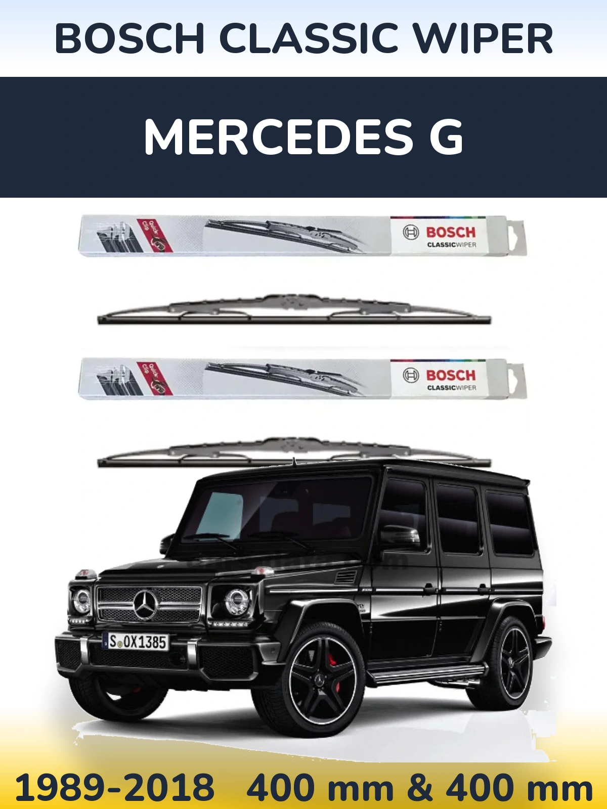 Комплект передніх щіток BOSCH Classic Wiper 400 & 400 мм для Mercedes G 1989-2018