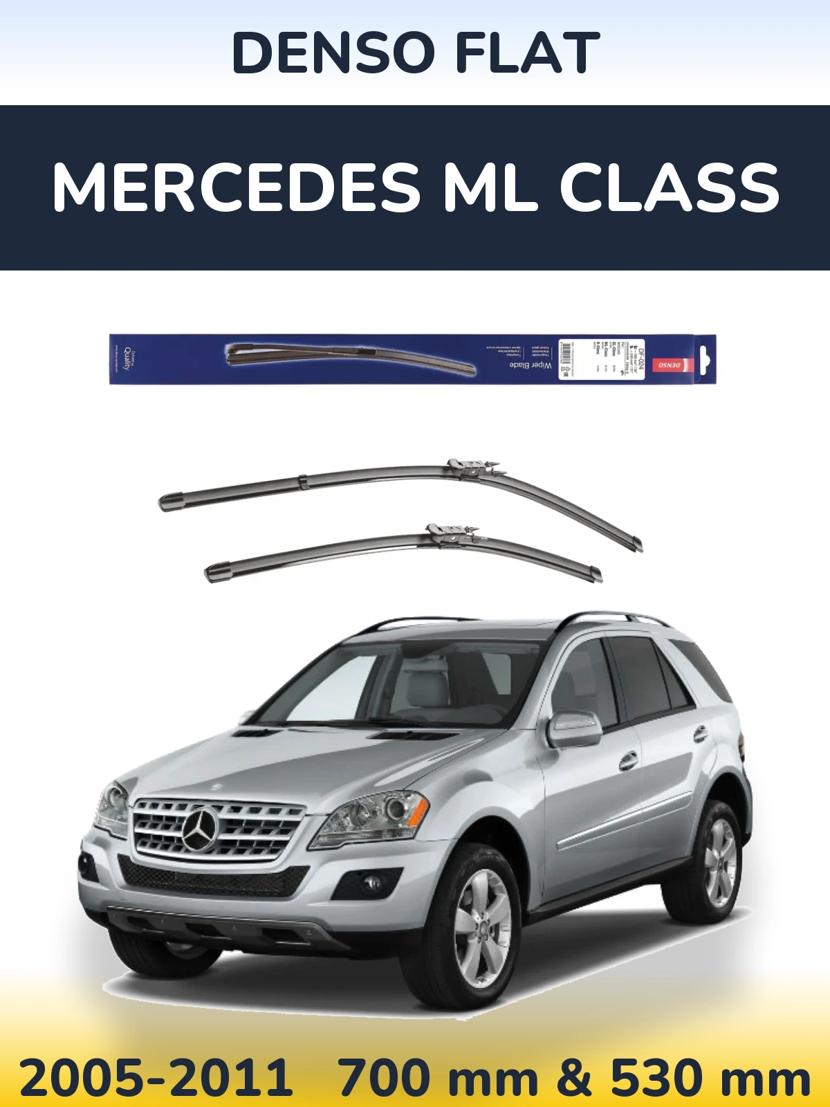 Комплект передних дворников Denso Flat 700 & 530 мм для Mercedes ML Class 2005-2011