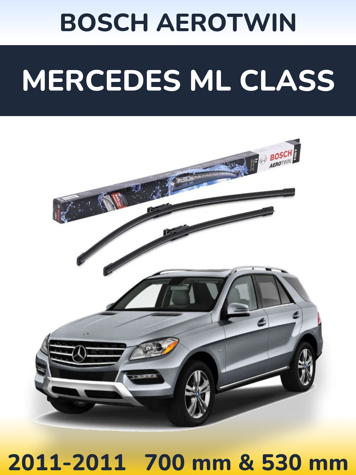 Комплект передних дворников BOSCH AeroTwin 700 & 530 мм для Mercedes ML Class 2011-2011