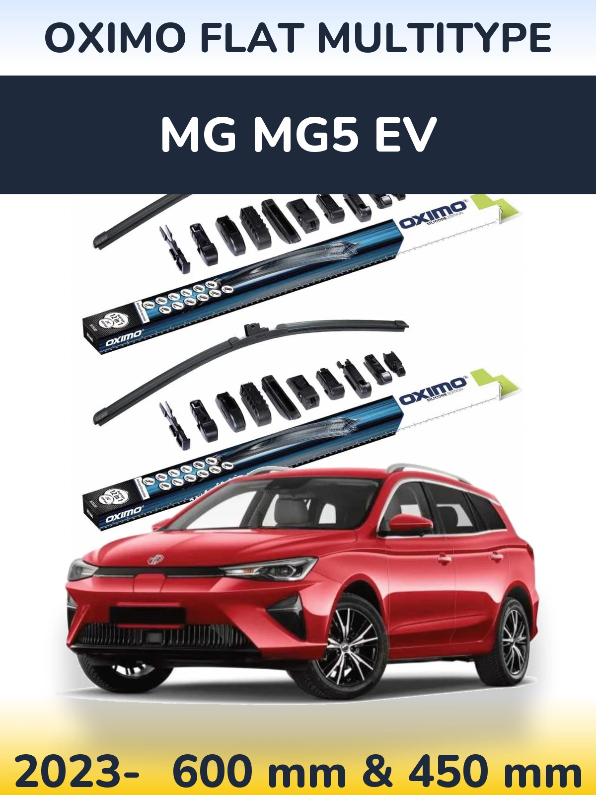 Комплект передних дворников Oximo Flat MultiТипe 600 & 450 мм для MG MG5 EV 2023-2026