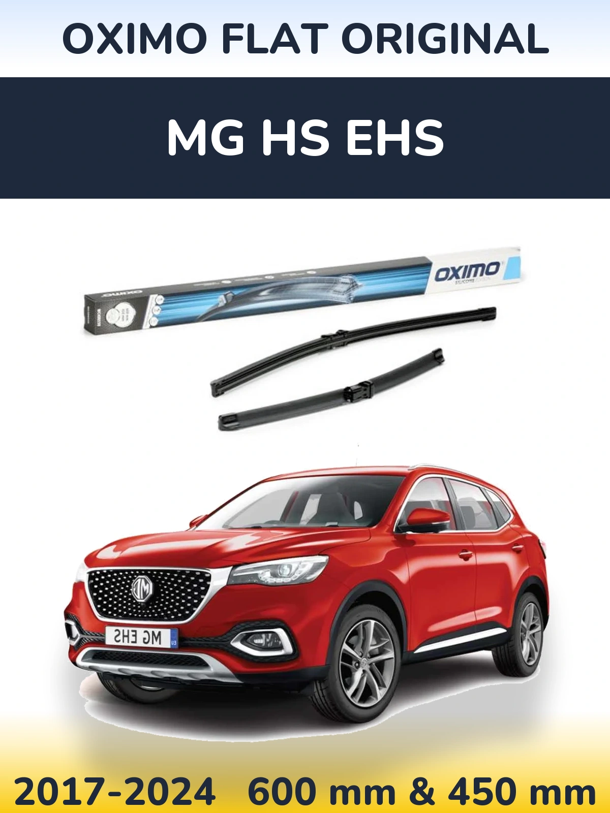 Front wiper blade set Oximo Flat Original 600 & 450 mm for MG HS eHS 2017-2024