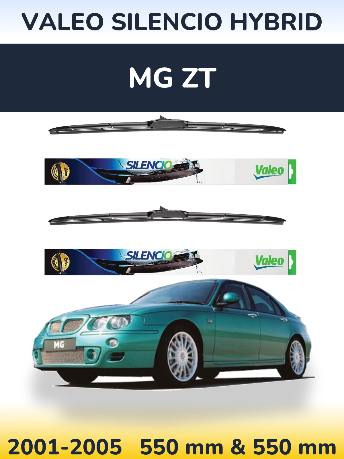 Комплект передніх щіток Valeo Silencio Hybrid 550 & 550 мм для MG ZT 2001-2005