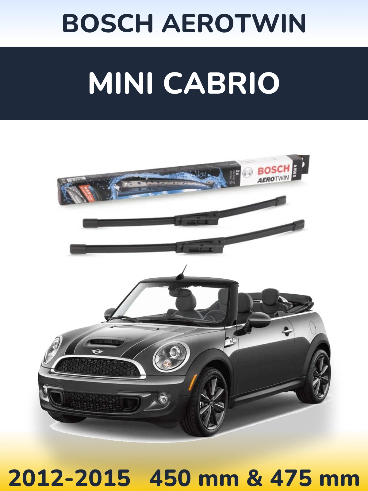 Комплект передних дворников BOSCH AeroTwin 450 & 475 мм для MINI Cabrio 2012-2015