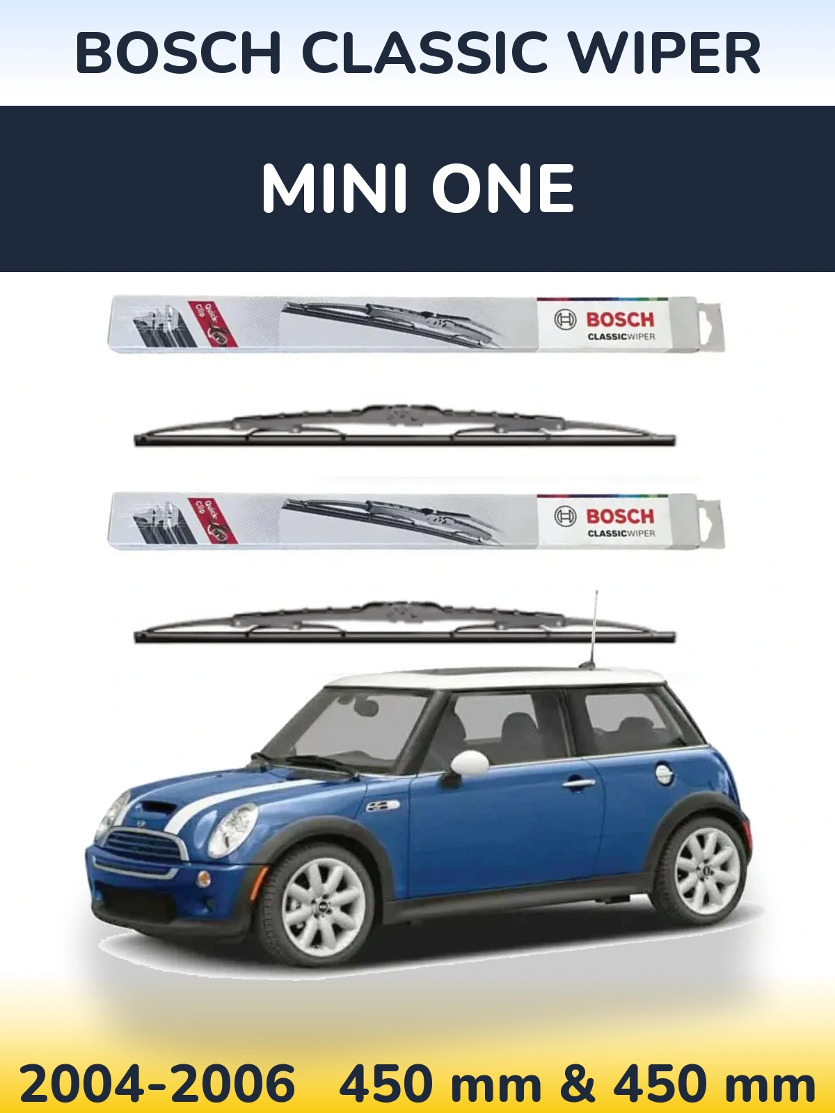Комплект передних дворников BOSCH Classic Wiper 450 & 450 мм для MINI One 2004-2006