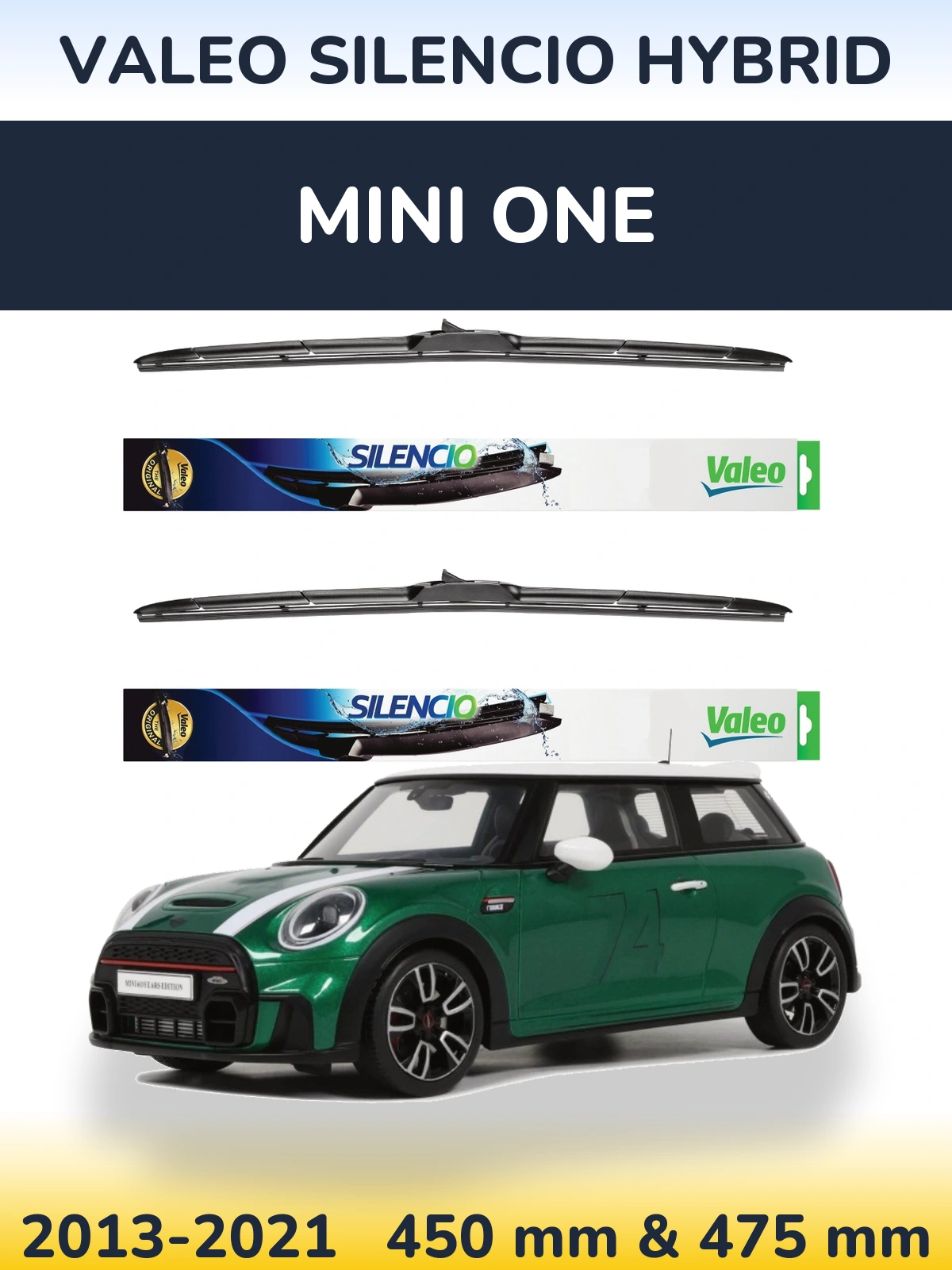 Комплект передних дворников Valeo Silencio Hybrid 450 & 475 мм для MINI One 2013-2021