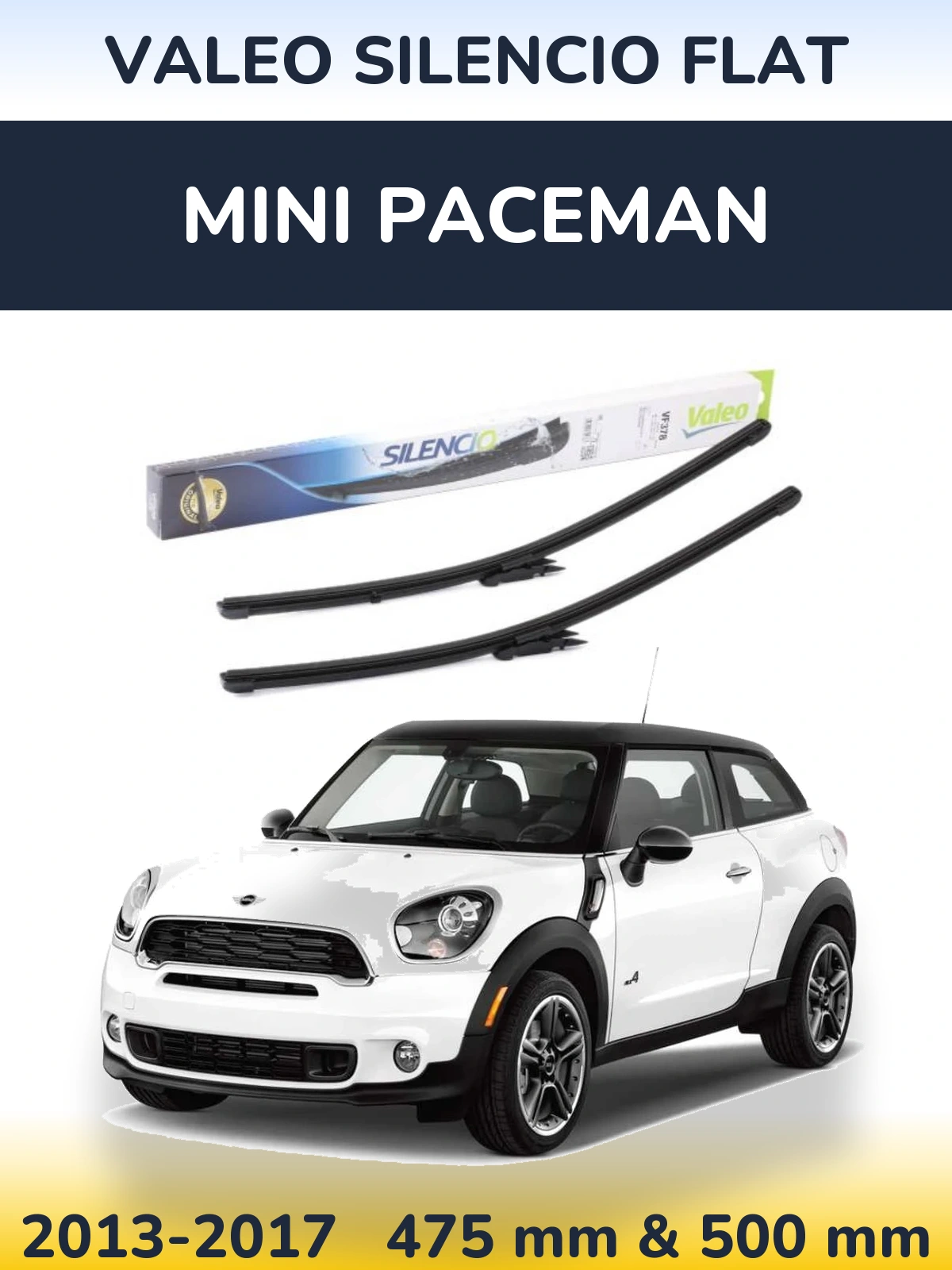 Комплект передних дворников Valeo Silencio Flat 475 & 500 мм для MINI Paceman 2013-2017