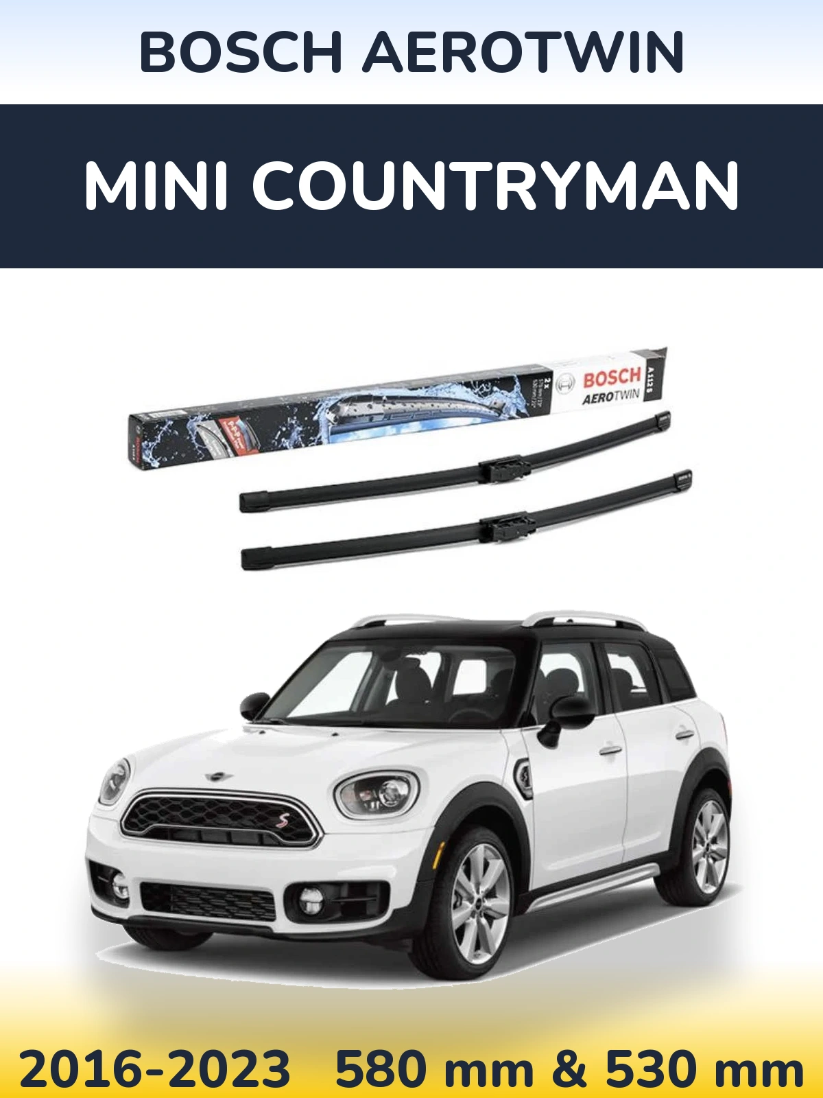 Комплект передних дворников BOSCH AeroTwin 580 & 530 мм для MINI Countryman 2016-2023