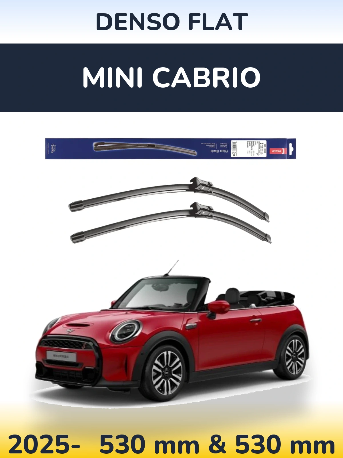 Комплект передних дворников Denso Flat 530 & 530 мм для MINI Cabrio 2025-2026