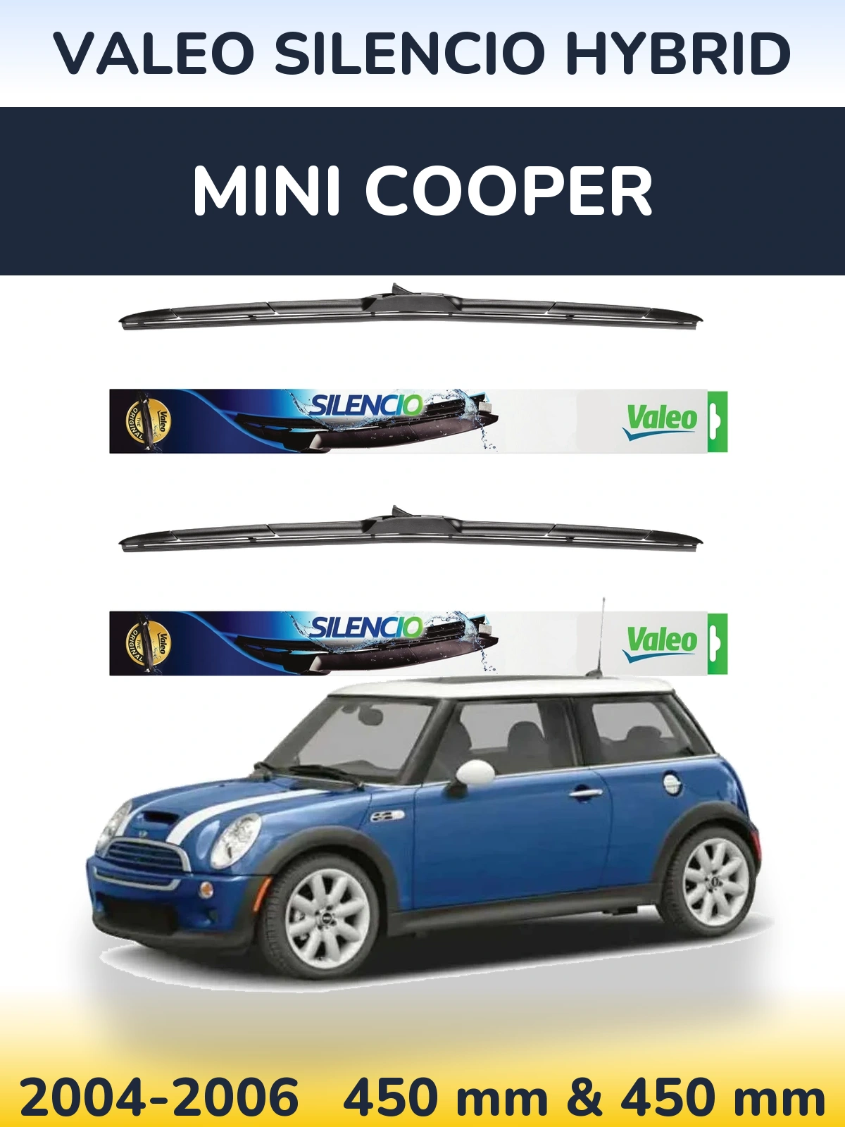 Комплект передних дворников Valeo Silencio Hybrid 450 & 450 мм для MINI Cooper 2004-2006