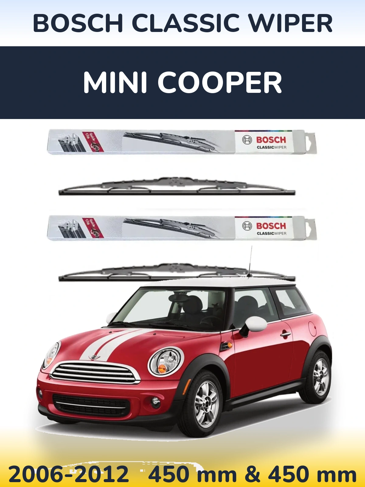 Комплект передних дворников BOSCH Classic Wiper 450 & 450 мм для MINI Cooper 2006-2012