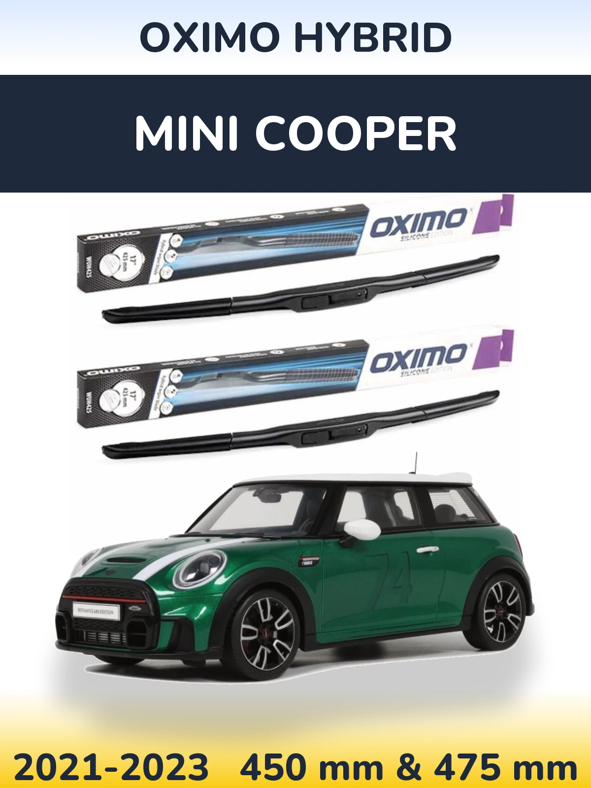 Комплект передних дворников Oximo Hybrid 450 & 475 мм для MINI Cooper 2021-2023